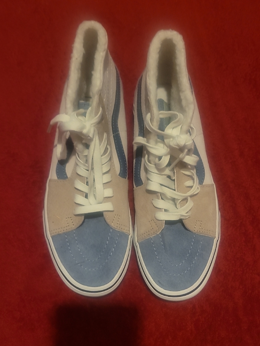 Vans Women's High-Top Lace-Up Sneakers in Blue and Beige